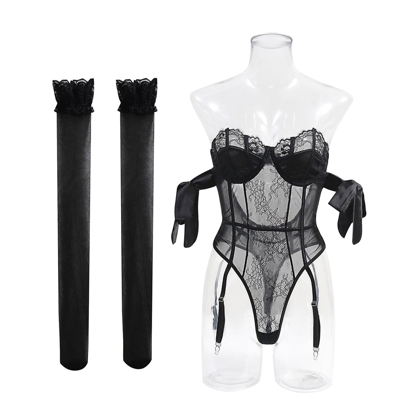 Frida Negro Body de Encaje con medias