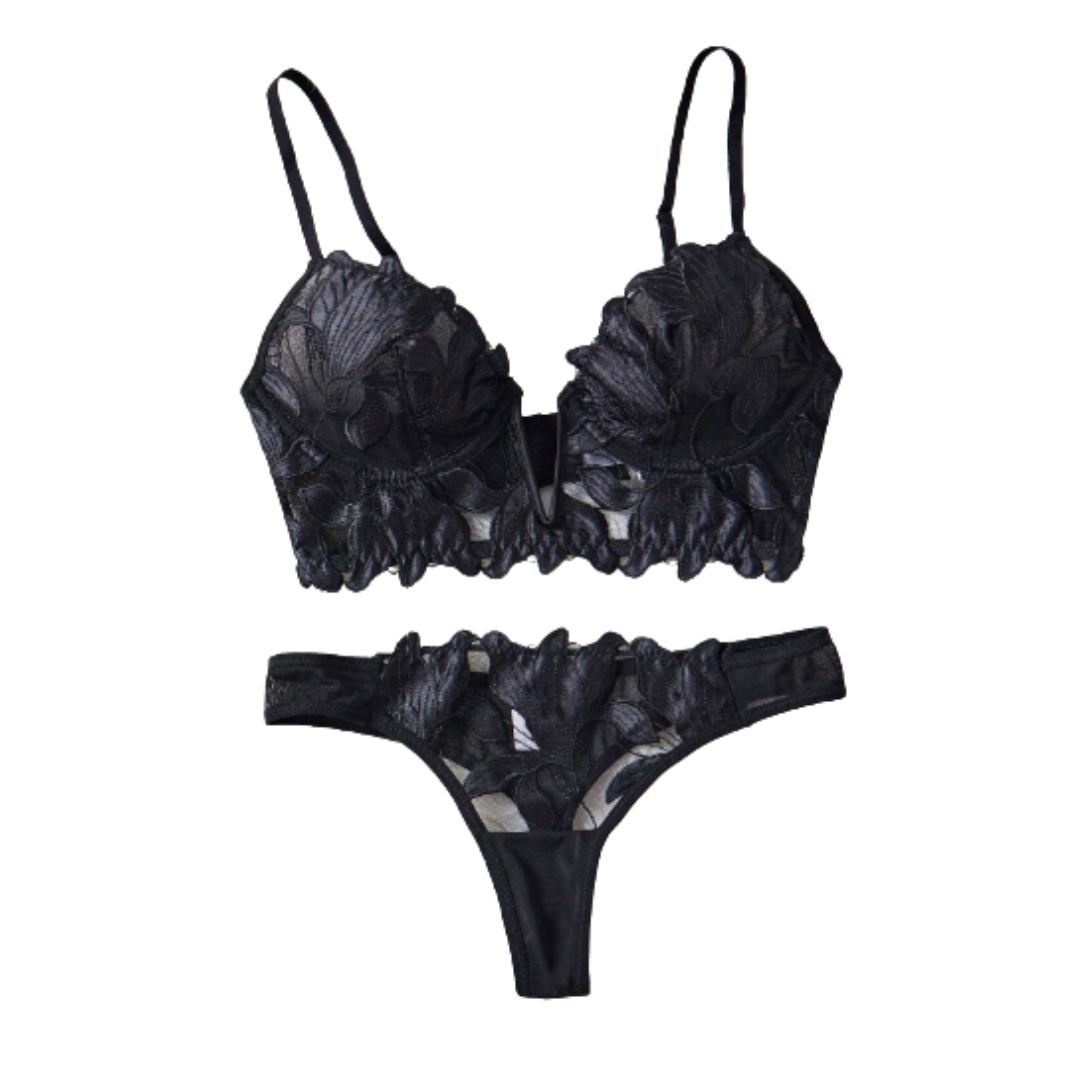 Dalia conjunto Lencería Floral Negro