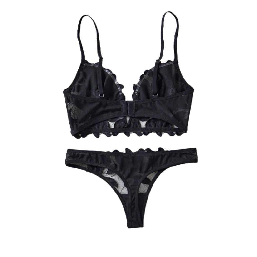 Dalia conjunto Lencería Floral Negro