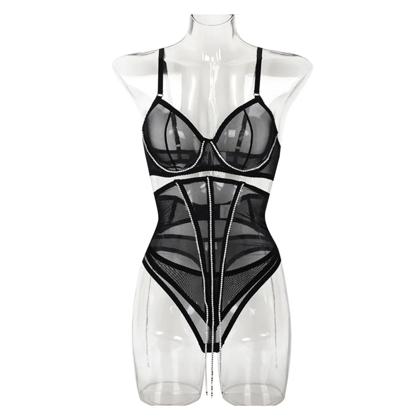 Alexia Conjunto Negro de Encaje Ajustable