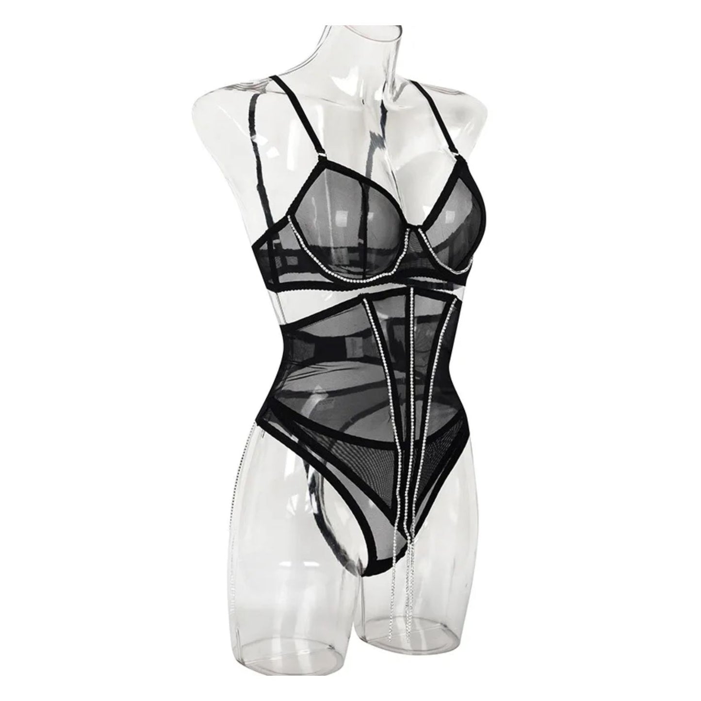 Alexia Conjunto Negro de Encaje Ajustable