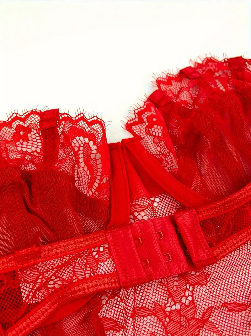 Frida Body de Encaje Rojo con medias