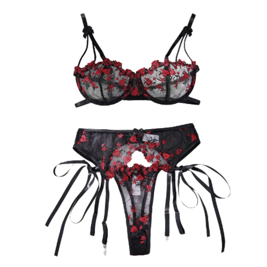 Valentine Conjunto Rojo con Negro