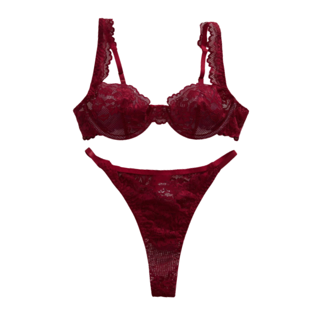 Helena Rojo Vino Conjunto de lencería