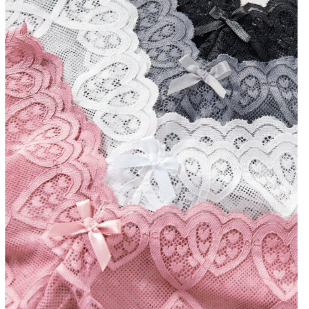 Set 4 piezas Panty de encaje con algodón