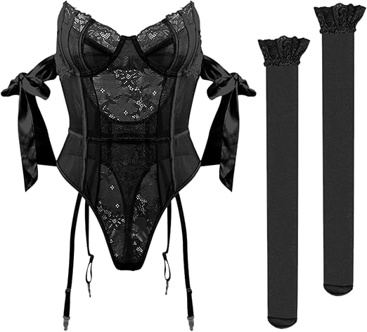 Frida Negro Body de Encaje con medias