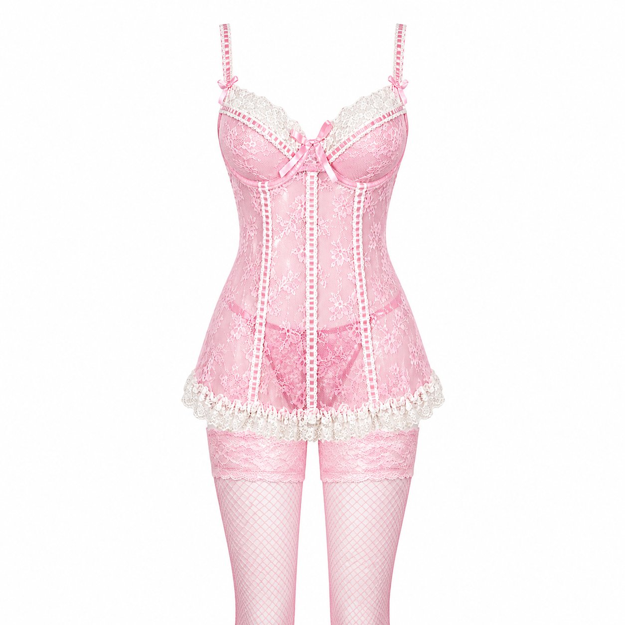 Fátima Vestido Babydoll de Lencería Rosa