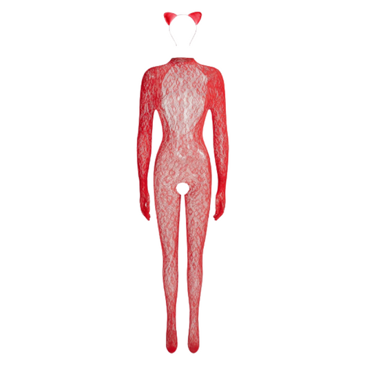 Body Gaby Cuerpo Entero de Leopardo Rojo + Orejas