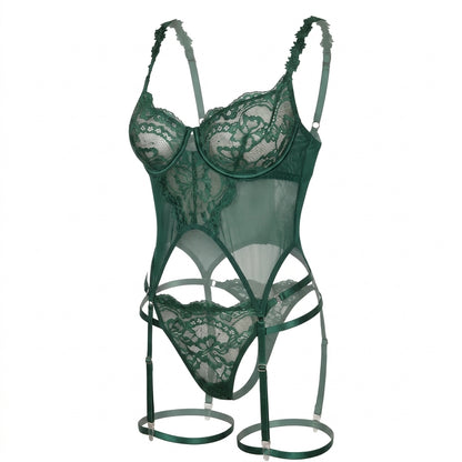 Mariela Body verde de Encaje