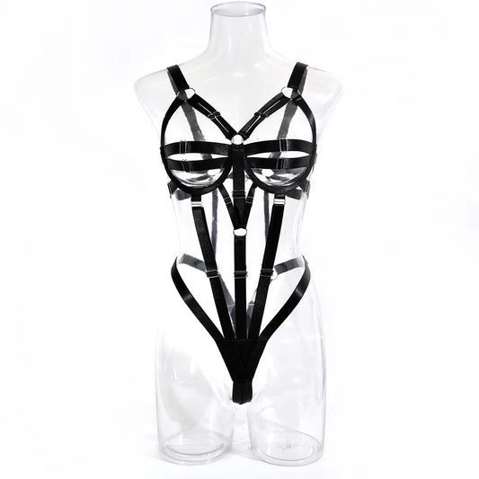 Paulina Body de lencería tipo arnés color Negro Ajustable
