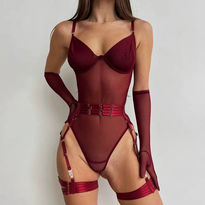 Eva Body de Lenceria Rojo Vino