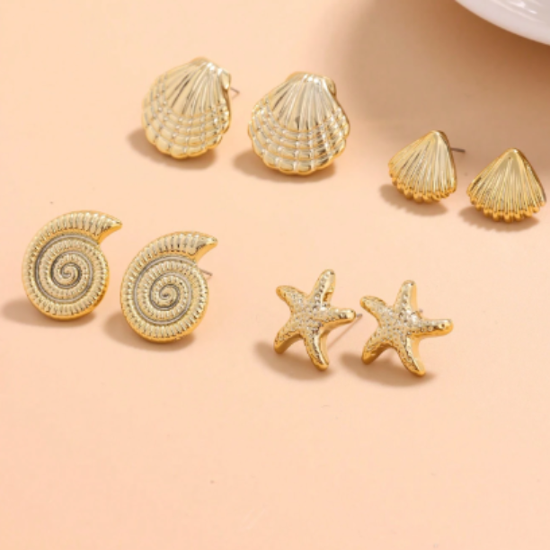 Set 4 Pares de Aretes Estilo Playa