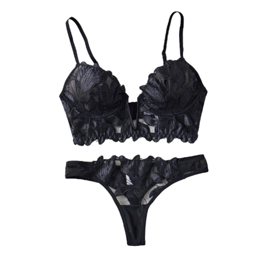 Dalia conjunto Lencería Floral Negro