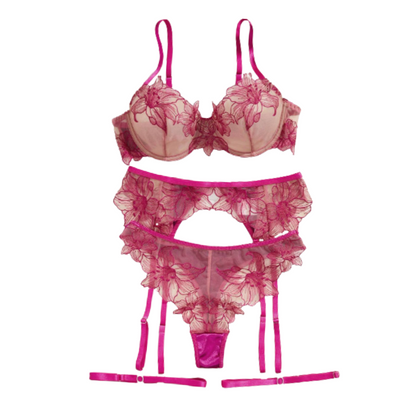 Orquídea conjunto de lencería floral Rosa
