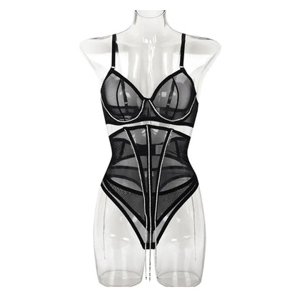 Alexia Conjunto Negro de Encaje Ajustable