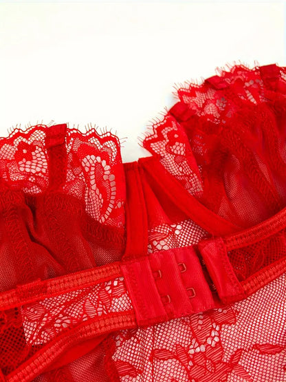 Frida Body de Encaje Rojo con medias