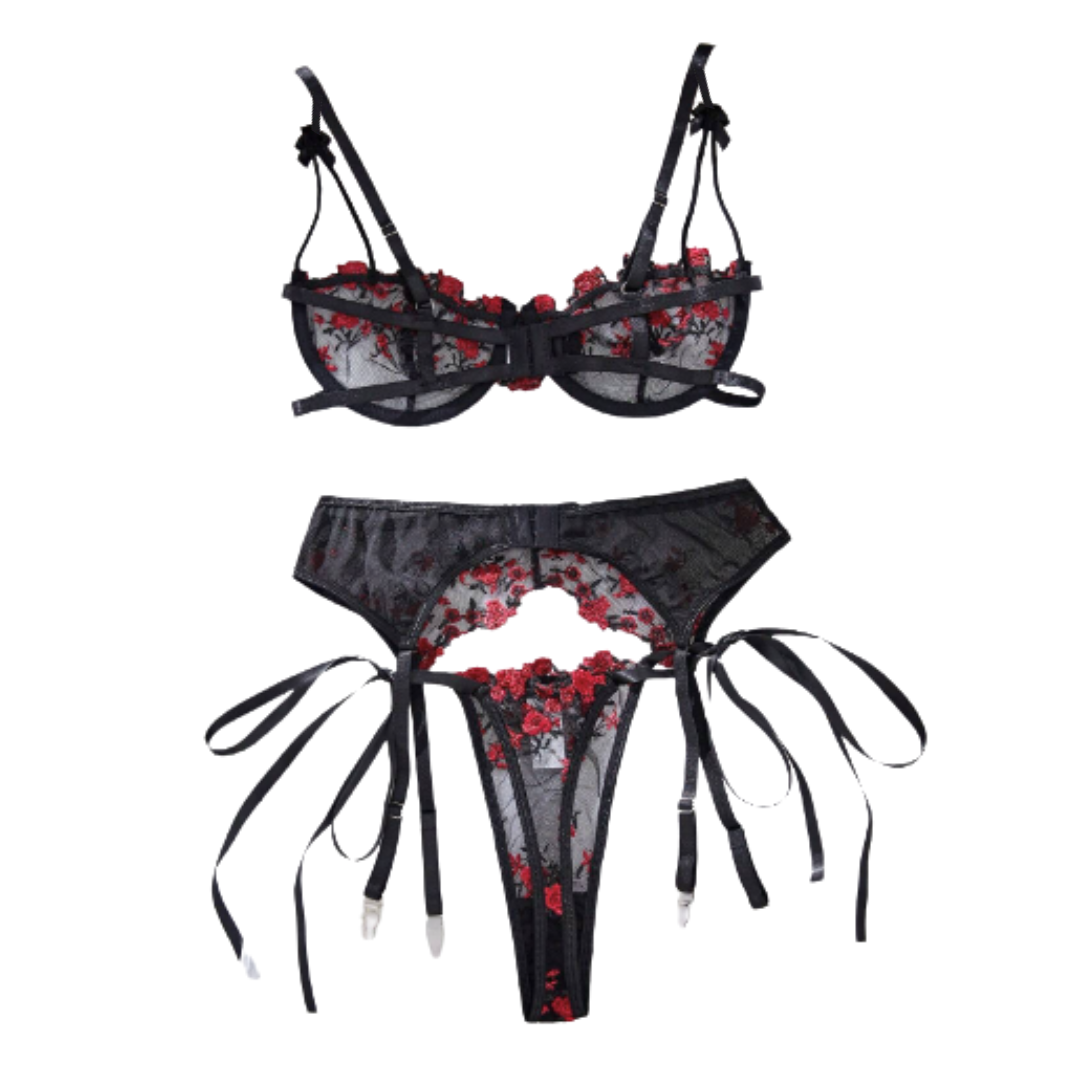 Valentine Conjunto Rojo con Negro