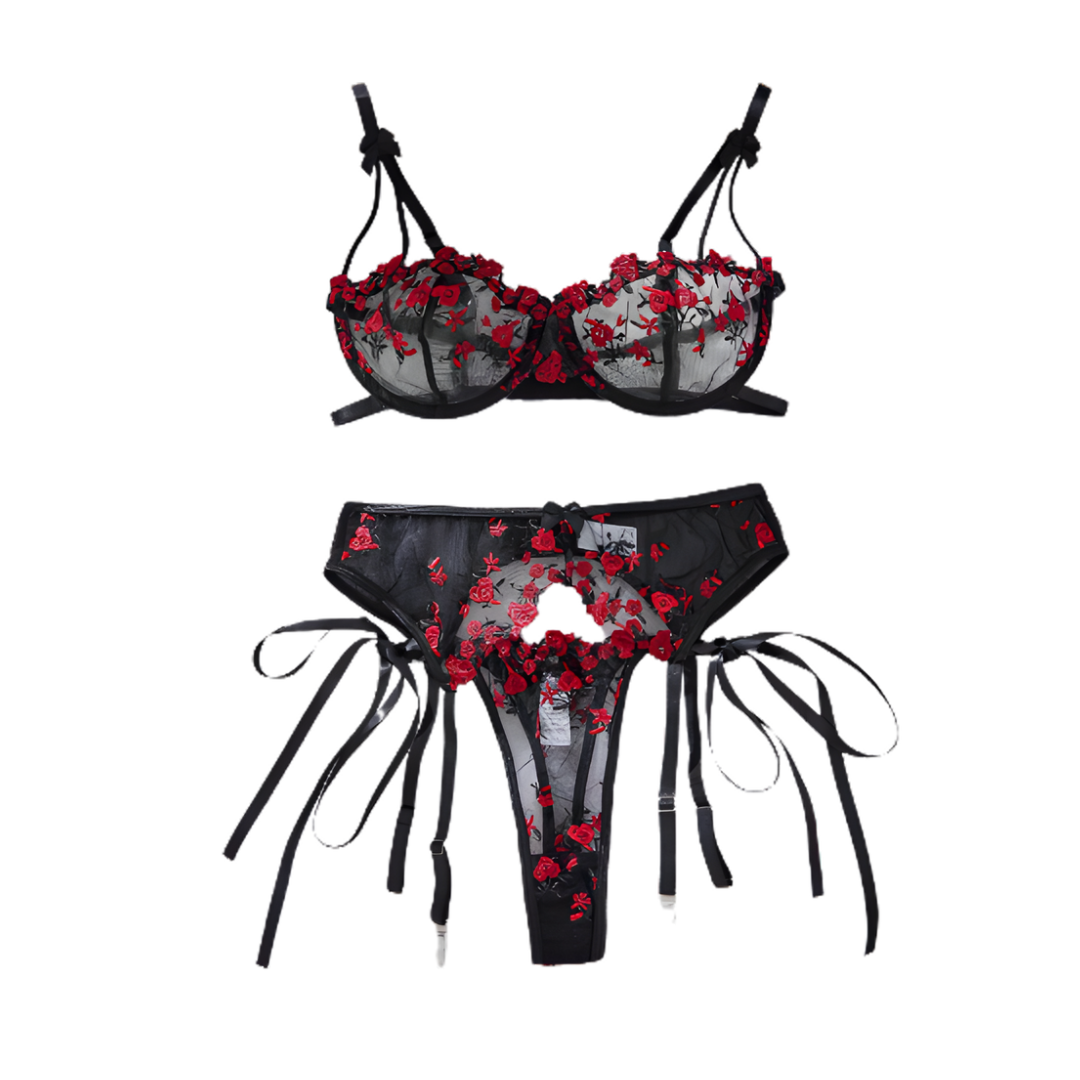 Valentine Conjunto Rojo con Negro