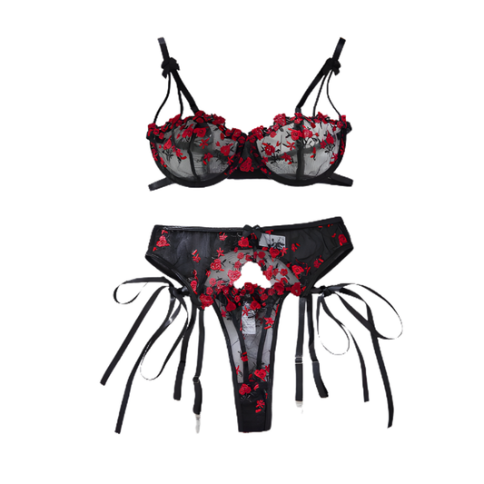 Valentine Conjunto Rojo con Negro