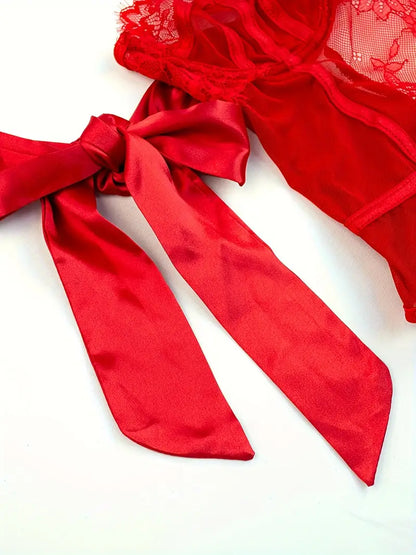 Frida Body de Encaje Rojo con medias
