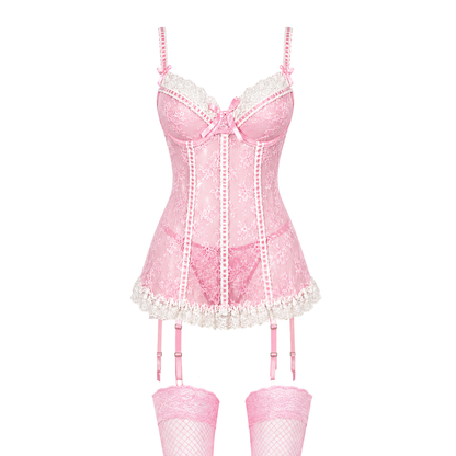 Fátima Vestido Babydoll de Lencería Rosa