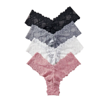 Set 4 piezas Panty de encaje con algodón