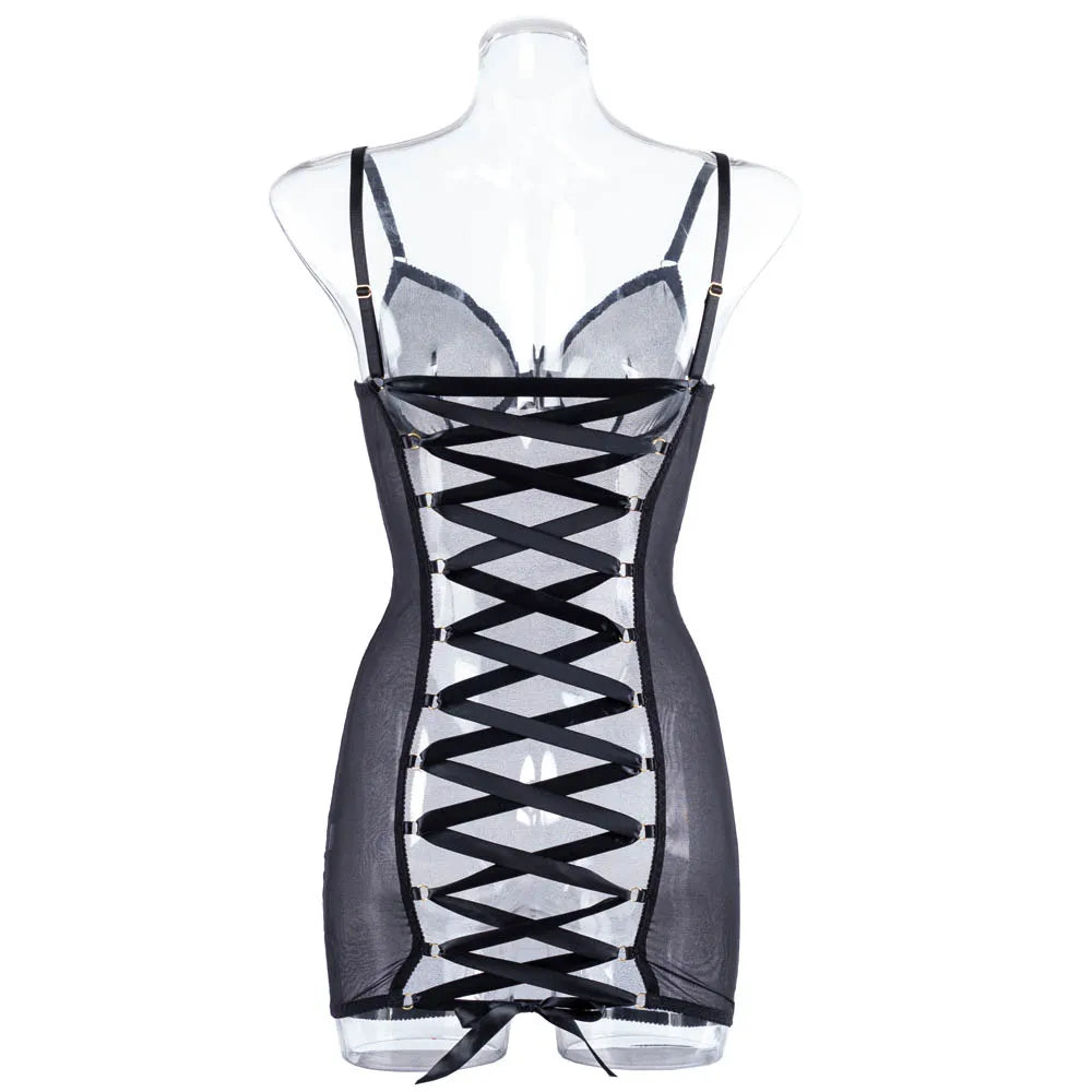 Megara Negro Vestido de Lencería