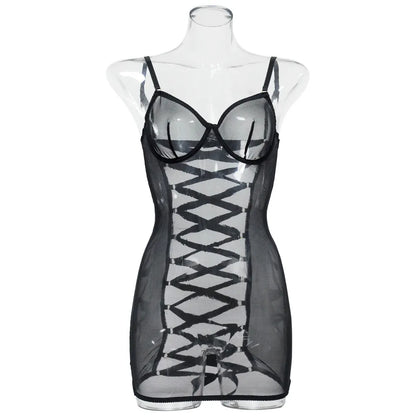 Megara Negro Vestido de Lencería