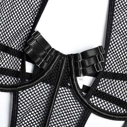 Greta Conjunto de lencería tipo arnés color Negro Ajustable