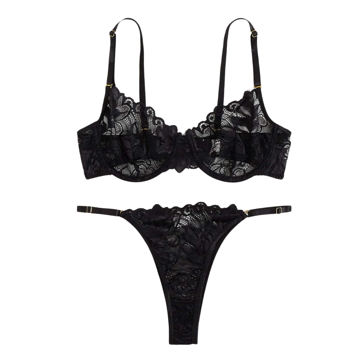 Marisol Conjunto lencería Negra Ajustable