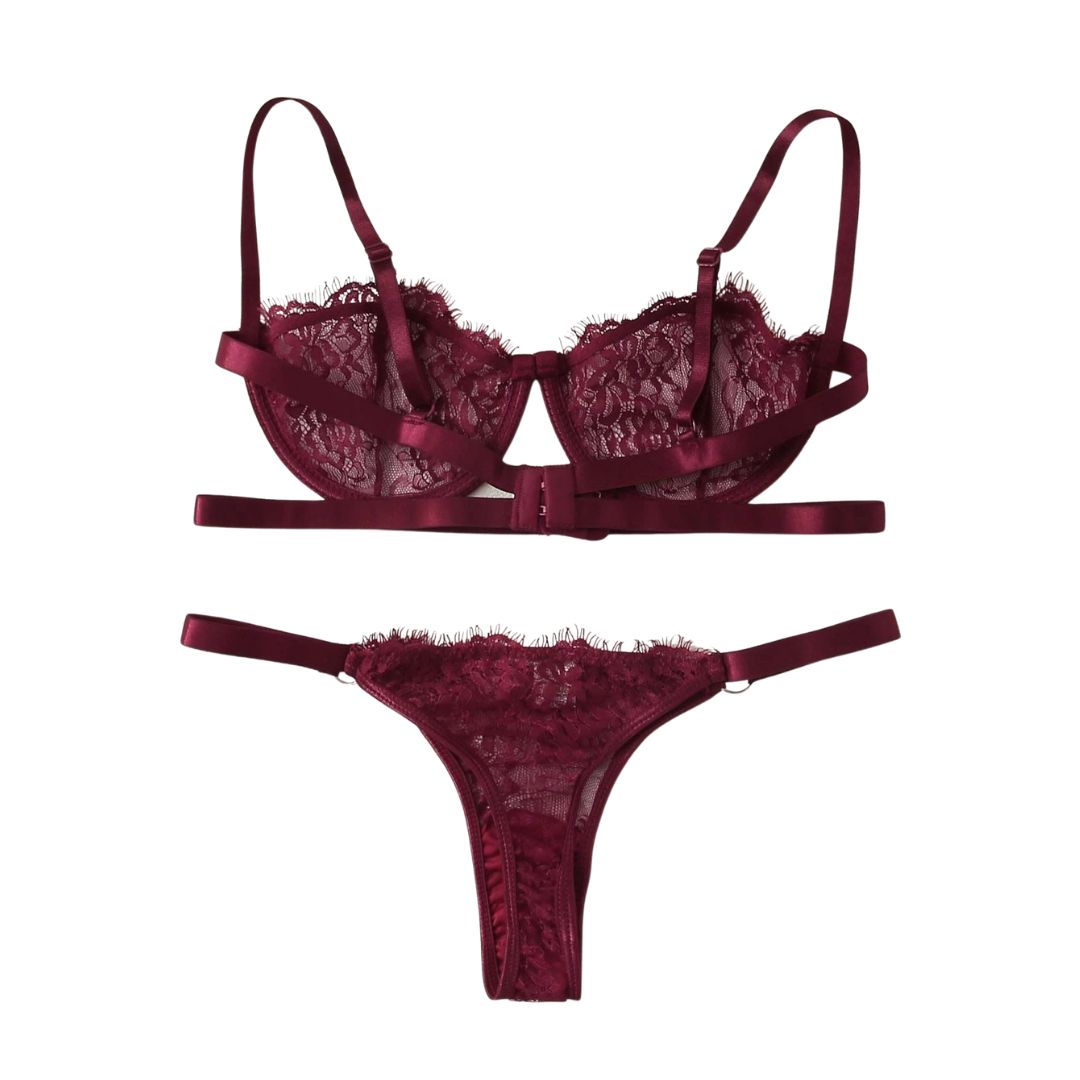 Conjunto de lencería roja con encaje - Lexi – Corsé Mx